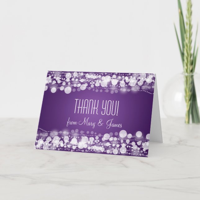 Tarjeta De Agradecimiento Boda "Gracias" morado (Anverso)