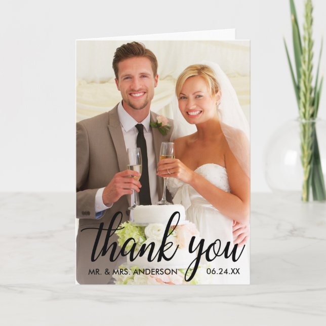 Tarjeta De Agradecimiento Boda Gracias Novia Groom Fold Card B (Anverso)
