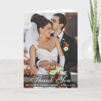 Tarjeta De Agradecimiento Boda Gracias Novia & Groom Fold Card Sc