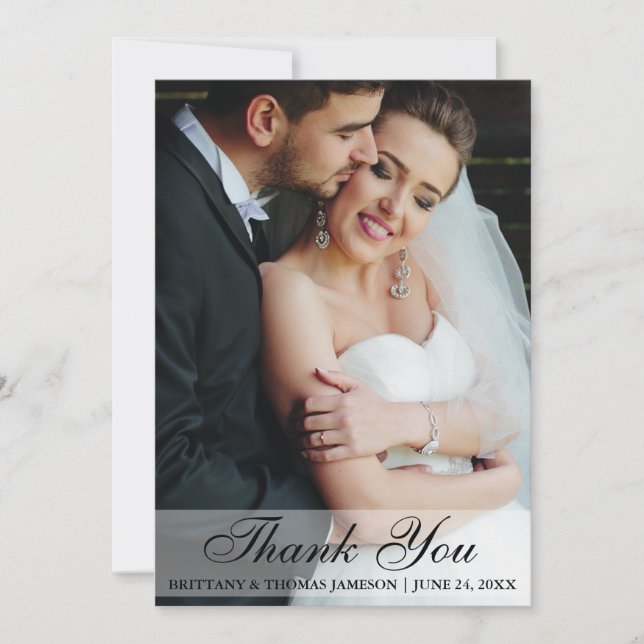 Tarjeta De Agradecimiento Boda Gracias Noviembre & Groom Photo Card WS (Anverso)