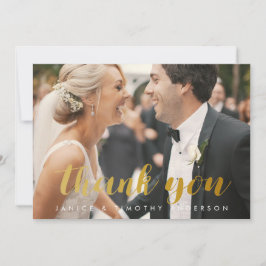 Tarjeta De Agradecimiento boda gracias novio novia foto Relieve metalizado d