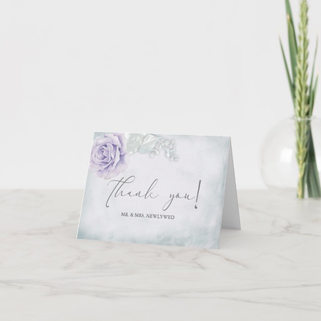 Tarjeta De Agradecimiento Boda Gracias - Pastel Lilac Rosa (Anverso)