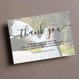 Tarjeta De Agradecimiento Boda Gracias Personalizado Foto Personalizada Vell