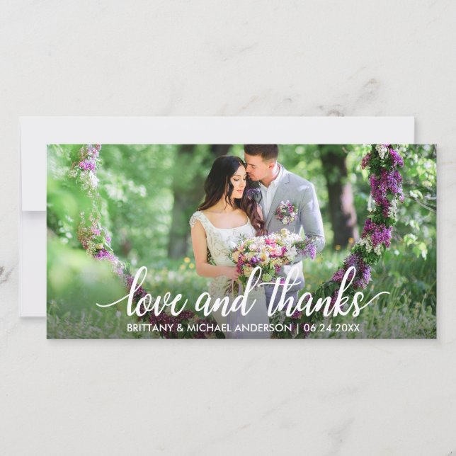 Tarjeta De Agradecimiento Boda Gracias por amor y gracias Foto W (Anverso)