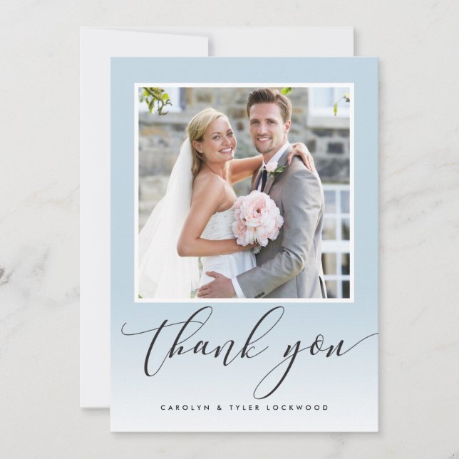 Tarjeta De Agradecimiento BODA GRACIAS POR SU fotografía caligrafía de huevo (Anverso)