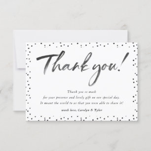Tarjeta De Agradecimiento BODA GRACIAS PUNTO de caligrafía en tinta negra