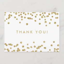 Tarjeta De Agradecimiento Boda Gracias Purpurina De Faux De Oro Confetti Whi
