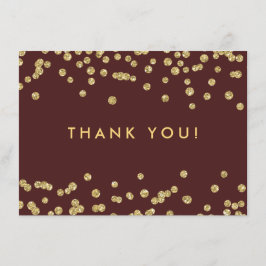 Tarjeta De Agradecimiento Boda Gracias Purpurina de oro Confetti Marsala