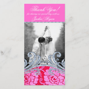 Tarjeta De Agradecimiento Boda Gracias Purpurina Flor De Lágrima Floral