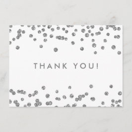 Tarjeta De Agradecimiento Boda Gracias Purpurina Plata Confetti White