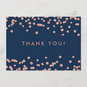 Tarjeta De Agradecimiento Boda Gracias Rosa Purpurina de Oro Armada Confetti