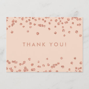 Tarjeta De Agradecimiento Boda Gracias Rosa Purpurina Gold Confetti Rubor