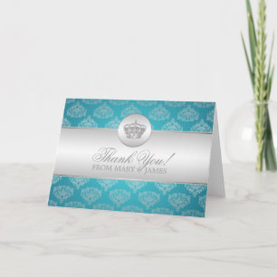 Tarjeta De Agradecimiento Boda "Gracias" Royal Crown Blue