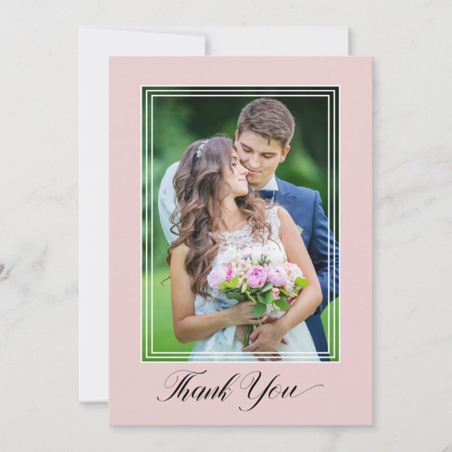 Tarjeta De Agradecimiento Boda Gracias Script 2 Photo Pink Gracias (Anverso)