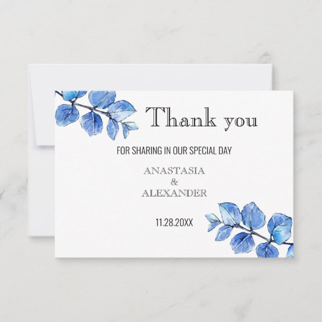 Tarjeta De Agradecimiento Boda Gracias Tarjeta. (Anverso)