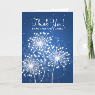 Tarjeta De Agradecimiento Boda "Gracias" Verano Brillante Azul Zafiro