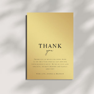 Tarjeta De Agradecimiento Boda Gradiente Metálico Dorado y Negro Minimalista