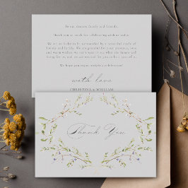 Tarjeta De Agradecimiento Boda Gray Elegant Winter Wildflowers