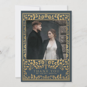 Tarjeta De Agradecimiento Boda Gray Royal Medieval Sword