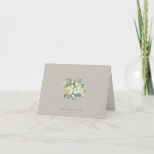 Tarjeta De Agradecimiento Boda Greige Snowberry+Eucalyptus