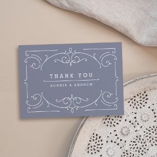 Tarjeta De Agradecimiento Boda gris elegante, clásica y moderna