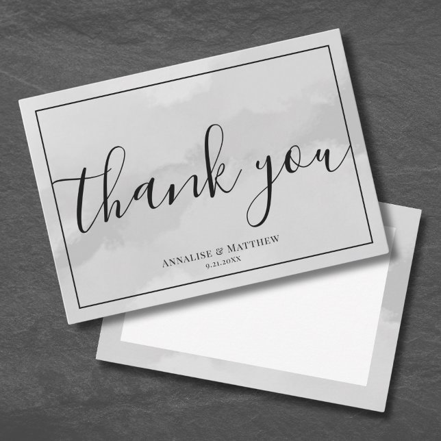 Tarjeta De Agradecimiento Boda gris elegante y simple (Simple Elegant Gray Wedding Thank You Card)