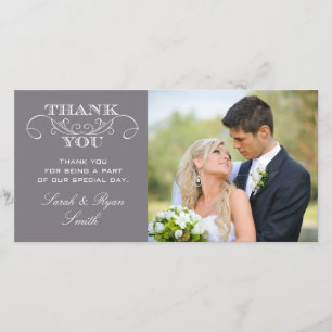 Tarjeta De Agradecimiento Boda Gris moderno Foto Gracias Cartas