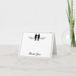 Tarjeta De Agradecimiento Boda Groom de la elegancia negra y blanca gracias