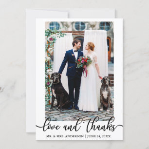 Tarjeta De Agradecimiento Boda guión elegante amor y gracias foto