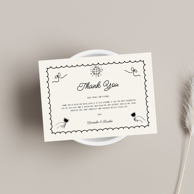 Tarjeta De Agradecimiento Boda horizontal de fotografía francesa dibujada a  (Subido por el creador)