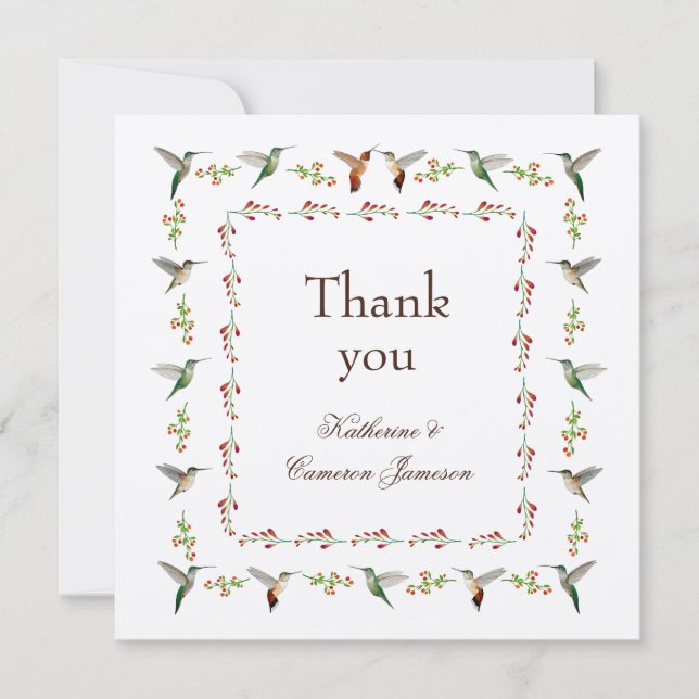 Tarjeta De Agradecimiento Boda Hummingbird (Anverso)