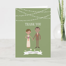 Tarjeta De Agradecimiento Boda ilustrada personalizado del retrato de los