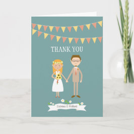Tarjeta De Agradecimiento Boda ilustrada personalizado del retrato de los