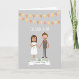 Tarjeta De Agradecimiento Boda ilustrada personalizado del retrato de los