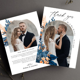 Tarjeta De Agradecimiento Boda Indigo Rust Floral