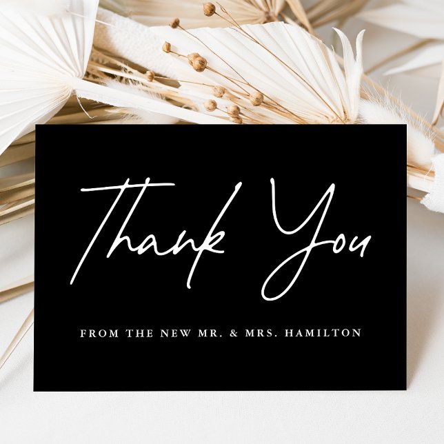 Tarjeta De Agradecimiento Boda informal de escritura negra (Subido por el creador)