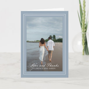 Tarjeta De Agradecimiento Boda inmaduro de foto azul y turbio tradicional