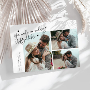 Tarjeta De Agradecimiento Boda inolvidable blanca multi foto