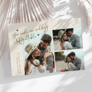 Tarjeta De Agradecimiento Boda inolvidable crema multi foto
