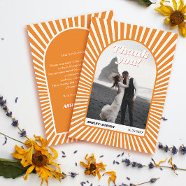 Tarjeta De Agradecimiento Boda inspirado en los años 70 de los rayos de sol
