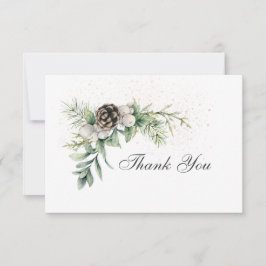 Tarjeta De Agradecimiento Boda Inspirador de Winter Berries Pine Greenery