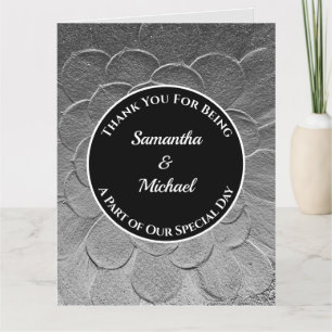 Tarjeta De Agradecimiento Boda Invitado Gracias Elegante Plata Gracias