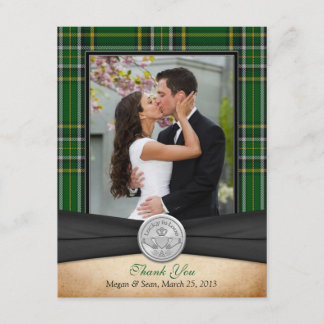 Tarjeta De Agradecimiento Boda irlandés Tartan Celtic Claddagh Gracias