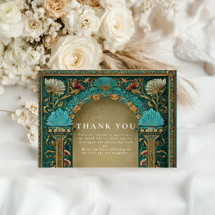 Tarjeta De Agradecimiento Boda Islámica con Arco Floral