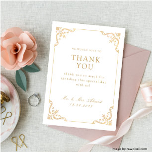Tarjeta De Agradecimiento Boda Islámica Musulmana de Oro