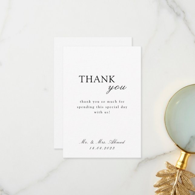 Tarjeta De Agradecimiento Boda islámico de escritura musulmana (Anverso/Reverso In Situ)