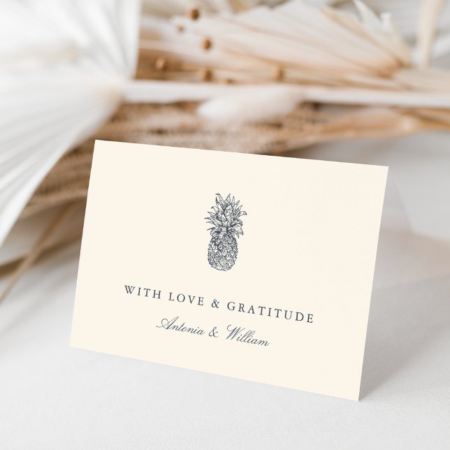 Tarjeta De Agradecimiento Boda Island Vintage Pineapple (Subido por el creador)