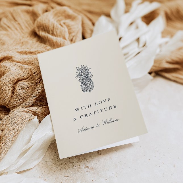 Tarjeta De Agradecimiento Boda Island Vintage Pineapple (Subido por el creador)