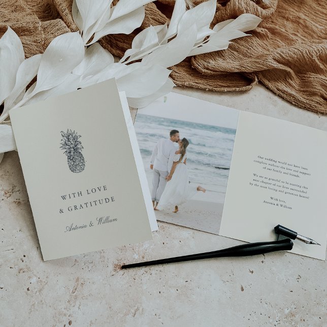 Tarjeta De Agradecimiento Boda Island Vintage Pineapple Foto (Subido por el creador)
