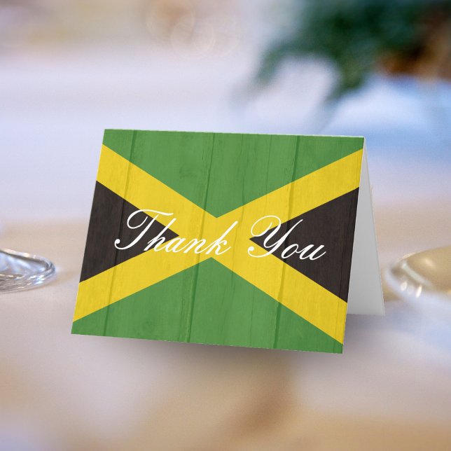 Tarjeta De Agradecimiento Boda jamaiquino de fotos de madera (Jamaica Jamaican Wood Picture Photo Wedding Thank You Card)
